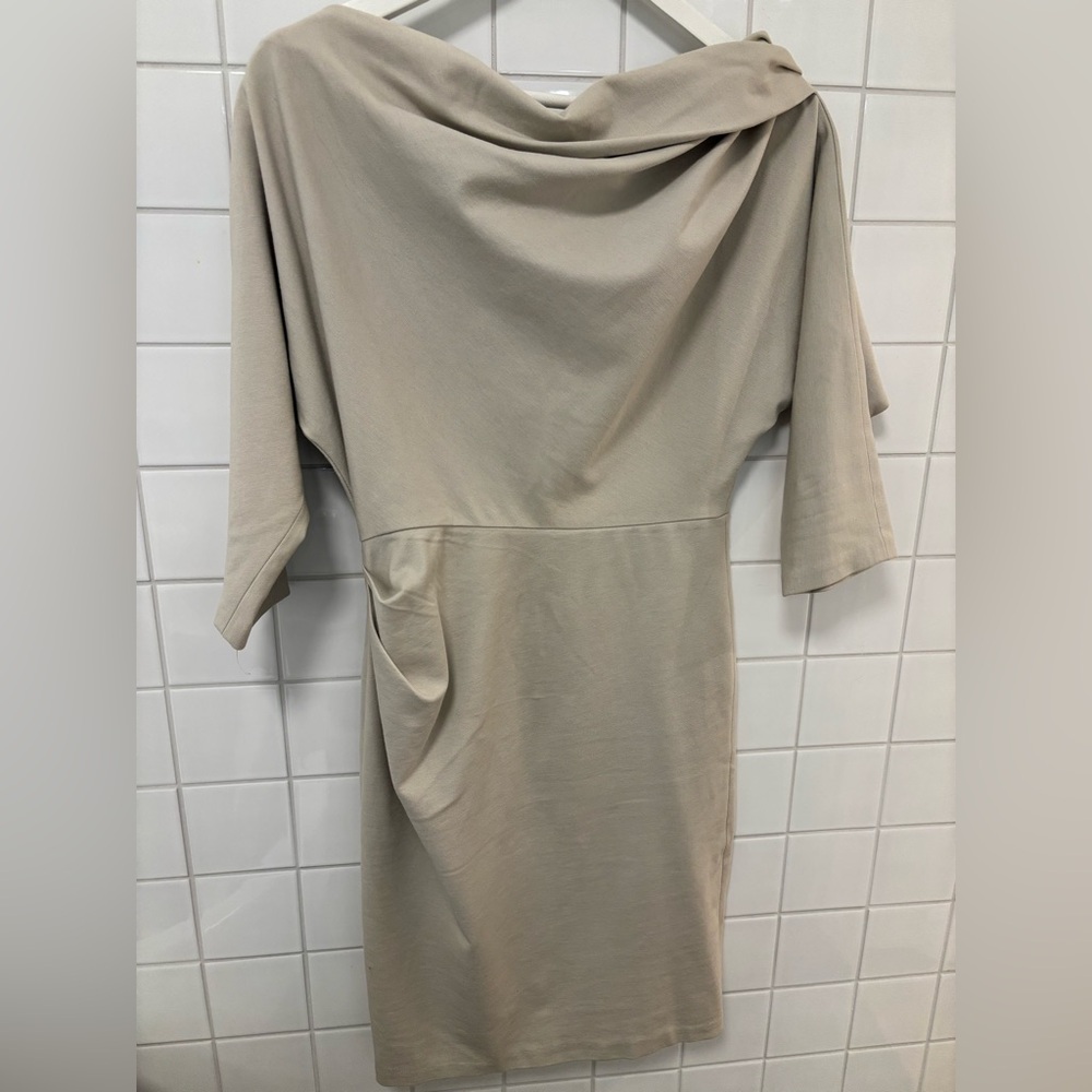 Suzi Chin for Maggy Boutique Beige Long Sleeve Dress